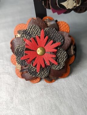 Layered Floral Leather Bag Charm